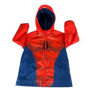 MARVEL AMAZING SPIDERMAN Warm Fleece Lined Waterproof Raincoat 3-4 Year‎ VGC